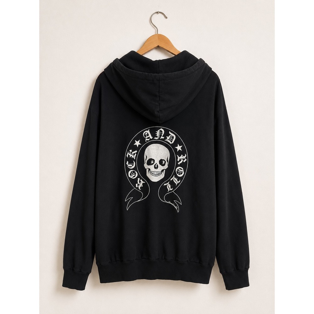 LAUREN MOSHI Rock & Roll Skull Full Zip Long Hoodie